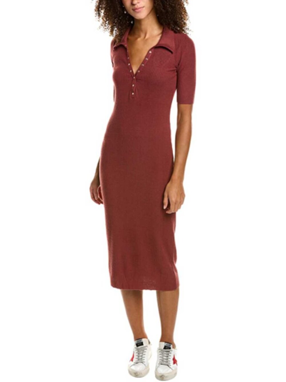 Nation LTD Dionne Collared Snap Midi Dress XS